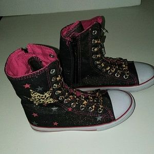 Girl high lased sneakers with zipper
